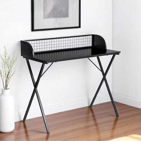Homeroots 39" Black Wood and Metal X-Shape Computer Desk 568035