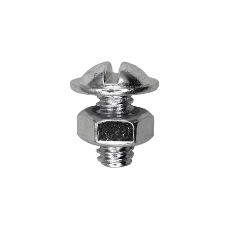 Auveco Slotted Round Washer Head License Plate Screw with Hex Nut 1/4-20 x 1/2in, 100PK 23502