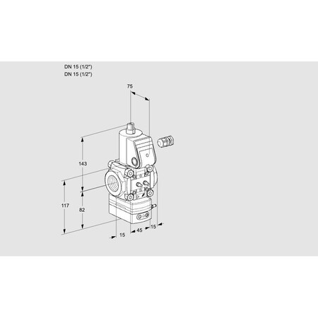 Honeywell Kromschroder Gas Pressure Regulator with Solenoid Valve, 35–100 mbar, DN15, 24V DC KS88001411