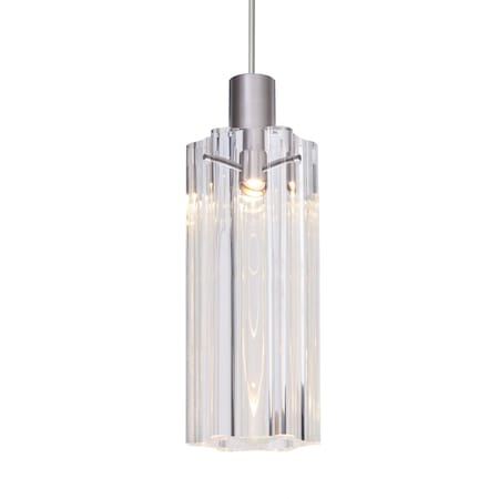 Besa Lighting Besa Ice 7 Pendant, Clear, Satin Nickel Finish, 1x 3W LED 1XT-ICE7CL-LED-SN