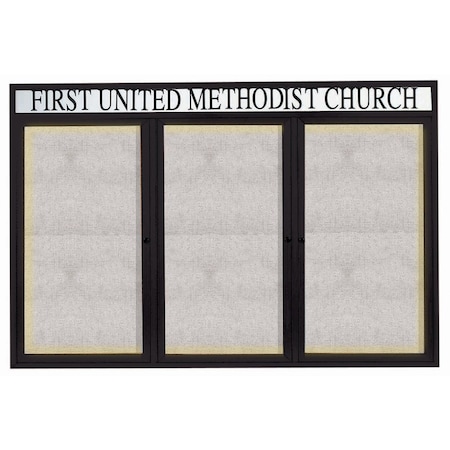 Aarco Illuminated Outdoor Enclosed Bulletin Board w/ Al Frame Header, Powder Coated Black, 48''Hx72''W ODCC4872-3RHIBK