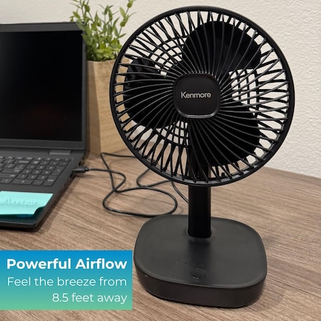 Kenmore 6 in Rechargeable Fan KM-60002-BK