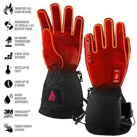 Actionheat 7V Everyday Battery Heated Gloves, Men's, Black, XL 810058850515