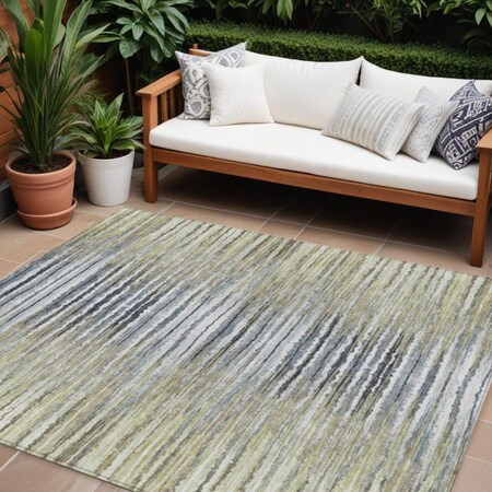 Homeroots 10' X 14' Beige Tan And Taupe Striped Washable Indoor Outdoor Area Rug 577979