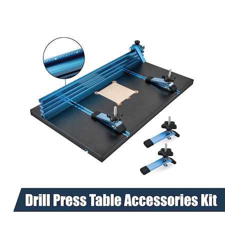 Powertec Drill Press Table Accessories Kit w/T Track Drill Press Fence 14"x24", Laser Etched Scale 71539
