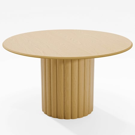 Homeroots 52" Brown Solid Wood Pedestal Base Round Top Dining Table 720989