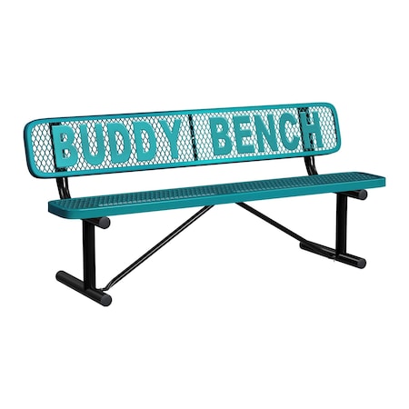 Leisure Craft 6' Personalized Standard Buddy Bench Bench With Back, Expanded Metal, Portable, Teal PB6WBP-TEAL