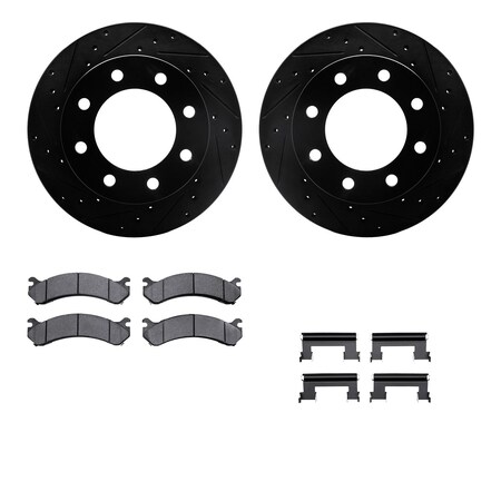 Dynamic Friction Co DFC Brake Rotor - Dimpled & Slotted - Black w/5000 Brake Pads & HW Kit 8512-48036