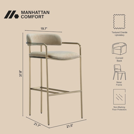 Manhattan Comfort Serene Metal Upholstered Barstool in Taupe BS1881-TP