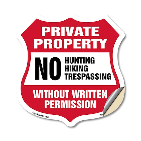 Signmission Private Property Shield Sign No Hunting, 18 Inch X 18 Inch, Vinyl Decal SHI-D-18-450