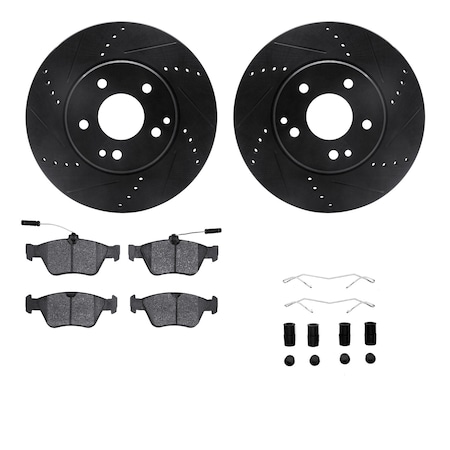 Dynamic Friction Co DFC Rotors-Drilled & Slotted-Black w/ EURO 5000 Ceramic Brake Pads Incl Hdw 8612-63058