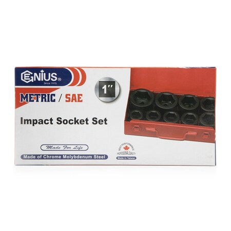 Genius Tools 8PC 1in Dr. Metric Impact Socket Set CM-808M