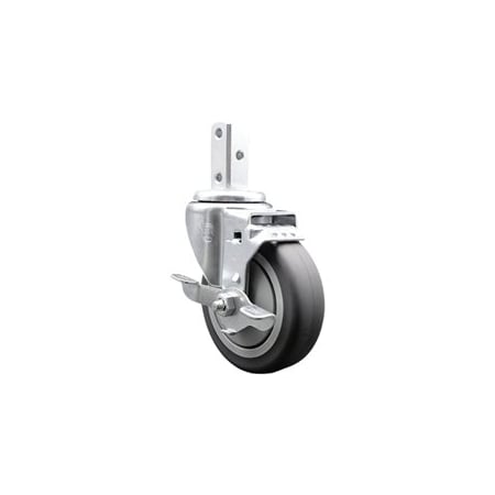 Service Caster 4 Inch Thermoplastic Rubber Wheel Swivel 7/8 Inch Square Stem Caster with Brake SCC-SQ20S414-TPRB-TLB-78