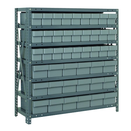 Quantum Storage Systems 7 SHELF OPEN UNIT W/45 GRAY BINS 1839-624GY