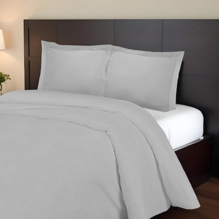 Homeroots Light Gray King Cotton Blend 1000 Thread Count Washable Duvet Cover Set 528119