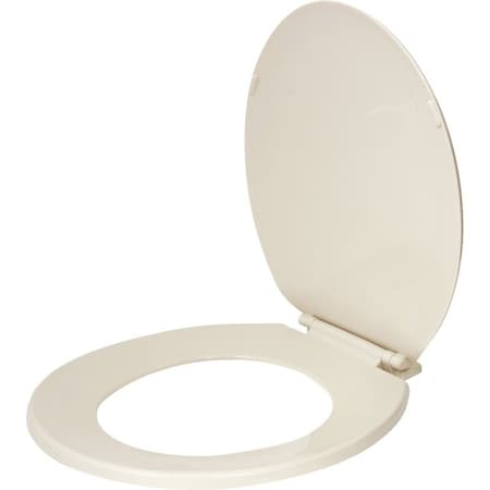 Prosource Toilet Seat, Round, Plastic, Bone, Plastic Hinge KJ-883A1-BN
