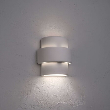 Luxury Lighting Fasciato 9 in Tall Ceramic Outdoor Wall Light, Paintable White Bisque Finish, 2PK (2) 120-00-W-ud-7
