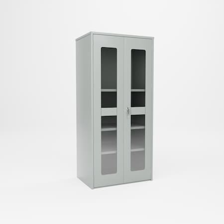 Pucel Heavy Duty Storage Cabinet with Plexiglass Doors, 36 in W x 78 in H x 24 in D, Putty HDSC-3678-24-4-PLEX