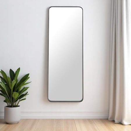 Homeroots 66" Black Glass Full Length Mirror 565005