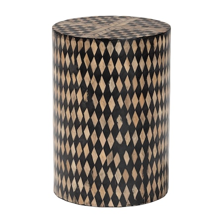 Bali & Pari Paulo End Table with Bamboo Diamond Pattern, Round 266-14594-ZORO