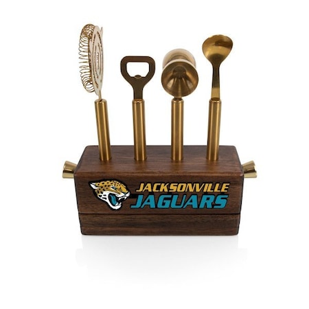 Picnic Time Family Of Brands NFL Jacksonville Jaguars Sidecar 5-Piece Bar Tool Set, (Acacia Wood) 672-05-508-157-2