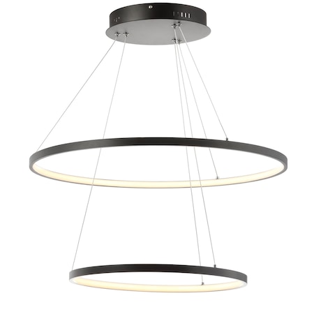 Jonathan Y Brice 24" 2-Light Modern Contemporary Metal Round Integrated LED Pendant, Matte Black JYL7204A
