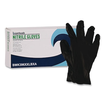 Boardwalk Disposable Nitrile Gloves, 396 Series, Powder-Free, XX-Large, 4.4 mil Thick, 9.5" Long, Black, 100PK 396XXLBXA