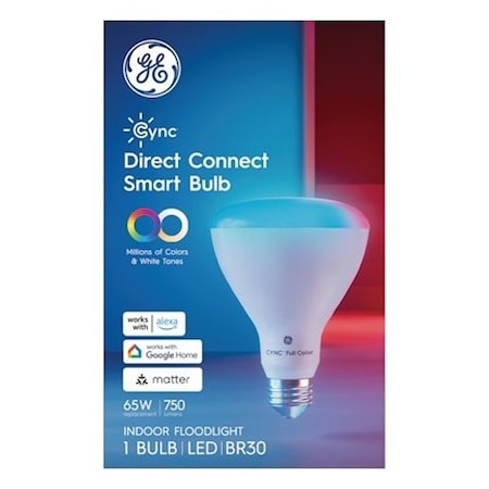 Ge Color Changing Smart Light, 9.5 W, Wi-Fi Connectivity: Yes, Medium Lamp Base, LED Lamp, 750 Lumens 93131795