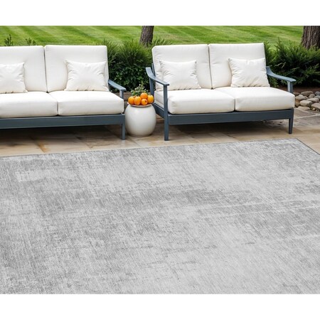 Homeroots 10' X 14' Silver And Gray Abstract Washable Indoor Outdoor Area Rug 587307