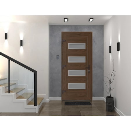 Vdomdoors Front Exterior Prehung Metal-Plastic Door, Manux 8113 Walnut, Office Commercial and Residential Doo MANUX8113EXD-WLN-W32xH80-RH