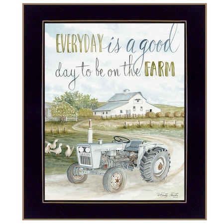 Homeroots Good Day Antique Ford Tractor Black Framed Print Wall Art 404813