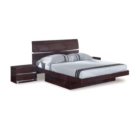 Homeroots Solid Wood King Wood Brown Bed 343913