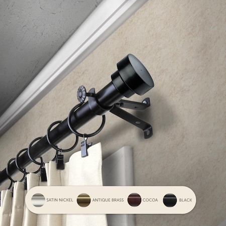 Central Design 0.8125 in. Cappa Curtain Rod with 28 to 48 in. Extension, Black 4837-282