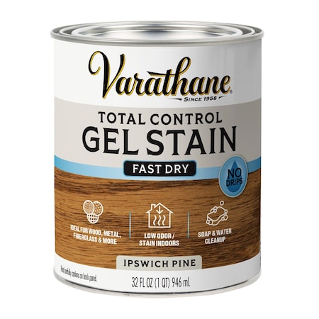 Varathane One Step Water-Based Gel Wood Stain, Ipswich Pine, 1 Quart 245228