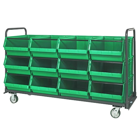 Quantum Storage Systems MAGNUM TOTE TRUCK 30 X 42 WITH BINS GREEN MTT-3042-743GN