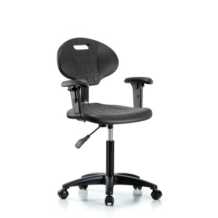 Blue Ridge Ergonomics Erie Med Bench Chair, AA, Casters, 2-Way Adjustable, 19" to 27" Height, Black; Blue BR-TPMBCH-RG-A1-NF-RC