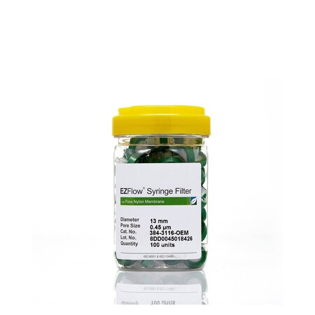 Foxx Life Sciences EZFlow Syringe Filter-Sample Prep, 0.22um Hydrophilic PVDF, 25mm, 100PK 388-2216-OEM