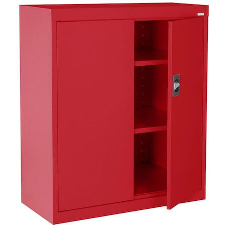 Sandusky Lee Heavy Duty Welded Steel Counter-Height Storage Cabinet, 36x18x36, Red EA2R361836-01