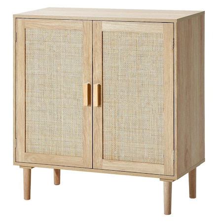 Vevor Rattan Cabinet Storage with 2 Magnetic Doors and Adjustable Shelves Natural SR191522
