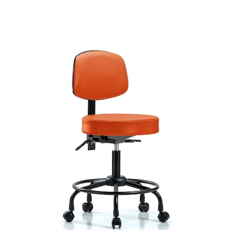 Blue Ridge Ergonomics Desk Stool, Vinyl, Bk, RT, Tilt, Cast, Org BR-VDHST-RT-T1-RC-8613