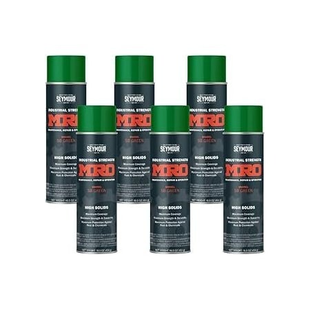 Seymour Midwest MRO Industrial High-Solids Spray Paint, SB Green, 16 oz, 6PK 6201437
