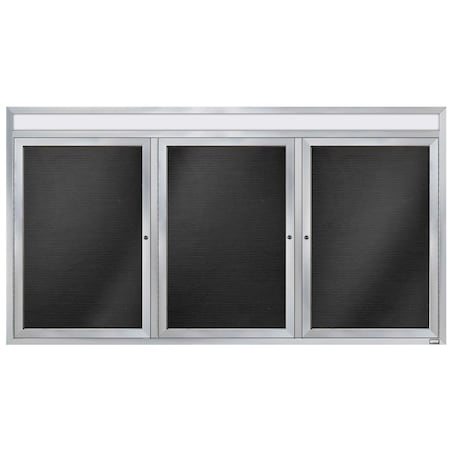 Aarco Enclosed Letter Board Directory w/ Clear Satin Anodized Al Frame and Header, 36''Hx72''W, 3 Doors ADC3672-3H