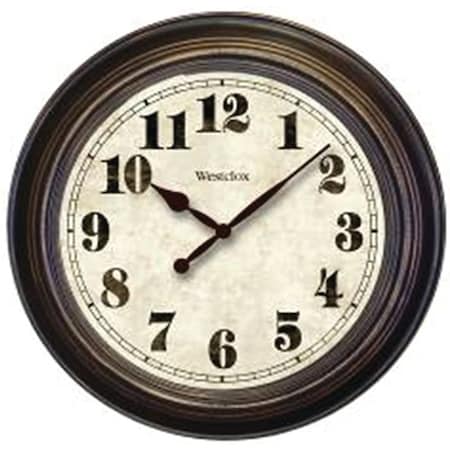 Westclox Classic Wall Clock, Round, Analog, Brown Frame 32213