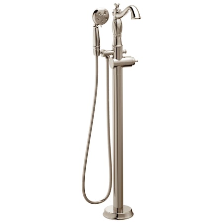 Delta Cassidy Single Handle Floor Mount Tub Filler Trim with Hand Shower - Less Handle T4797-PNFL-LHP