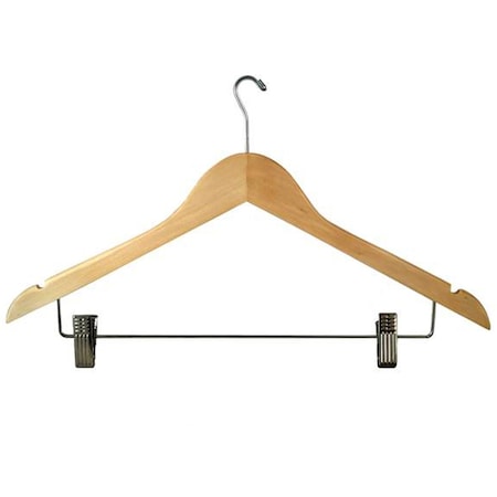 Rdi Womens Hanger Natural Flat Small Hook Chrome with Clips 100cs, 100PK HGW-NFL-SMC