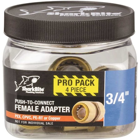 Reliance Worldwide SharkBite 3/4 in. Push-to-Connect x FIP Brass Adapter Fitting, 4PK U088LFJ4