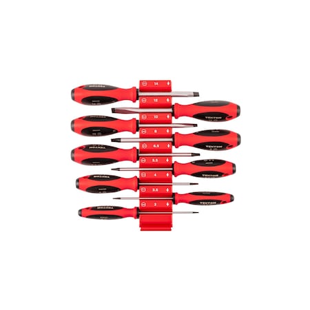 Tekton Slotted Screwdriver Set with Red Modular Organizers - 4 Inch Shanks, 9-Piece (3 -14 mm) DWS90105