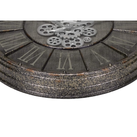 Monarch Specialties Clocks, 24'' Round, Gear Mechanism, Wall Clock, Grey, Transitional I 9075