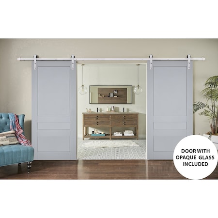 Sartodoors Sturdy Double Barn Door Grey 72x80 (2* 36x80) Solid Core Modern Interior VEREGIO7411DB-S-GRE-72