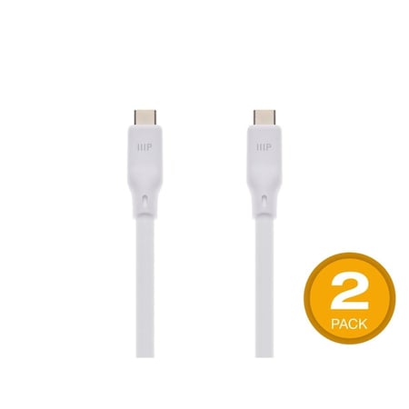 Monoprice USB4 Gen 2 Silicone Cable 6ft White, 2PK 48849